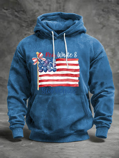 Men's Red White & Blueberries Casual Hoodie