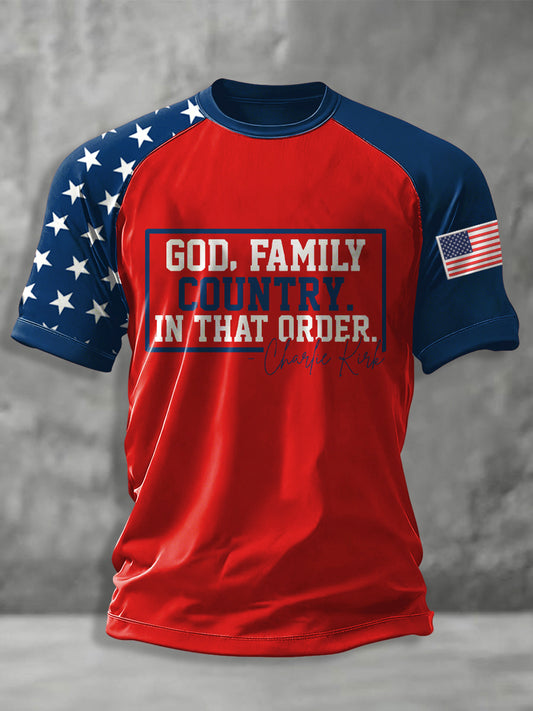 Men's God Family Country In That Order Print short sleeve t-shirt