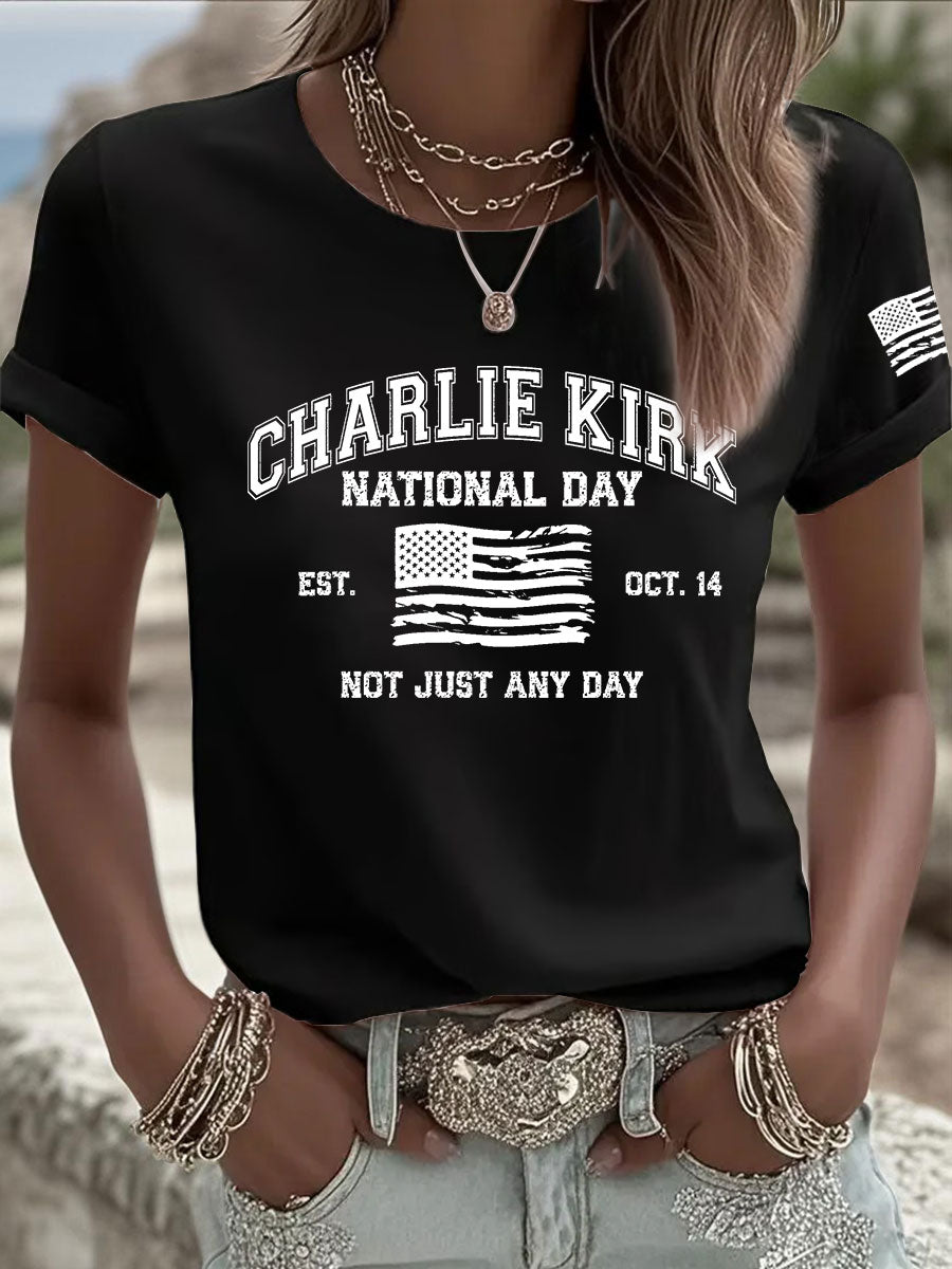 Women's CK National Day Printed Casual T-Shirt