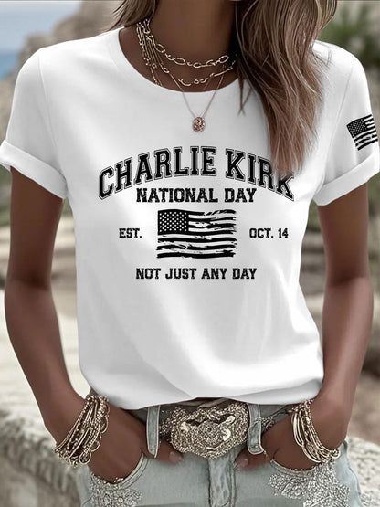 Women's CK National Day Printed Casual T-Shirt