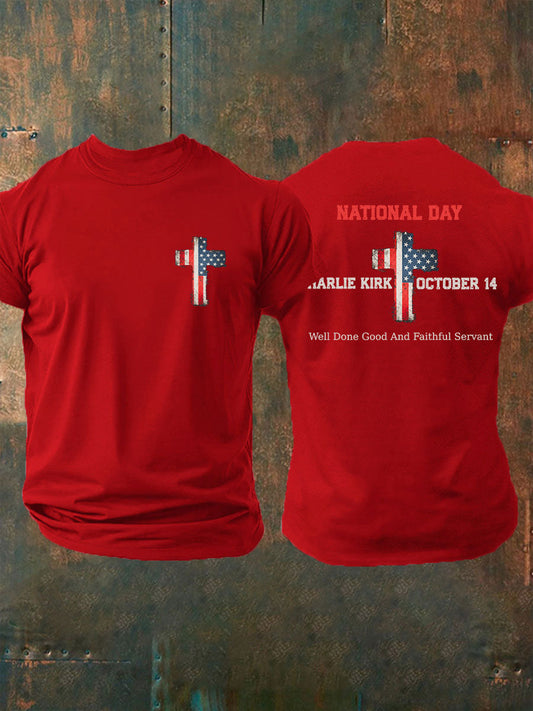 Men's CK National Day Printed Casual T-Shirt