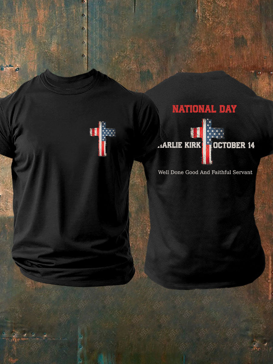 Men's CK National Day Printed Casual T-Shirt