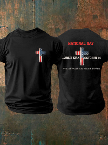 Men's CK National Day Printed Casual T-Shirt