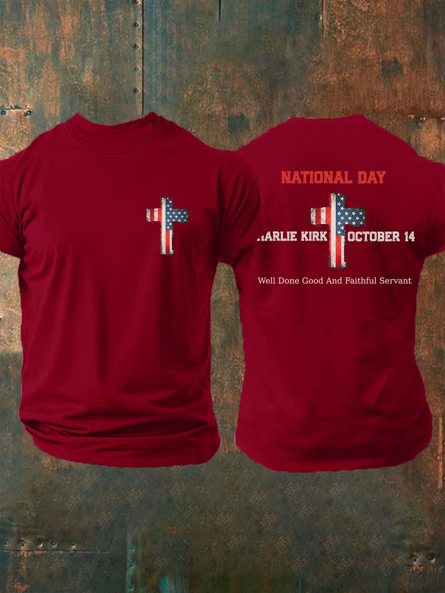 Men's CK National Day Printed Casual T-Shirt