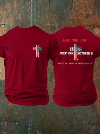 Men's CK National Day Printed Casual T-Shirt