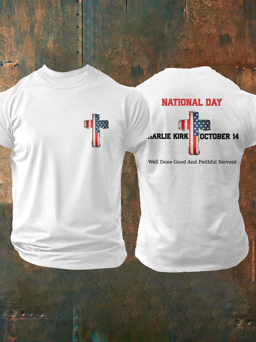 Men's CK National Day Printed Casual T-Shirt