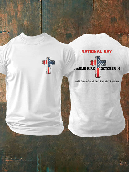 Men's CK National Day Printed Casual T-Shirt