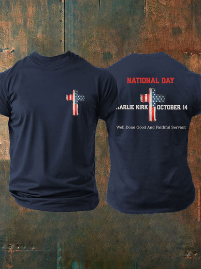 Men's CK National Day Printed Casual T-Shirt
