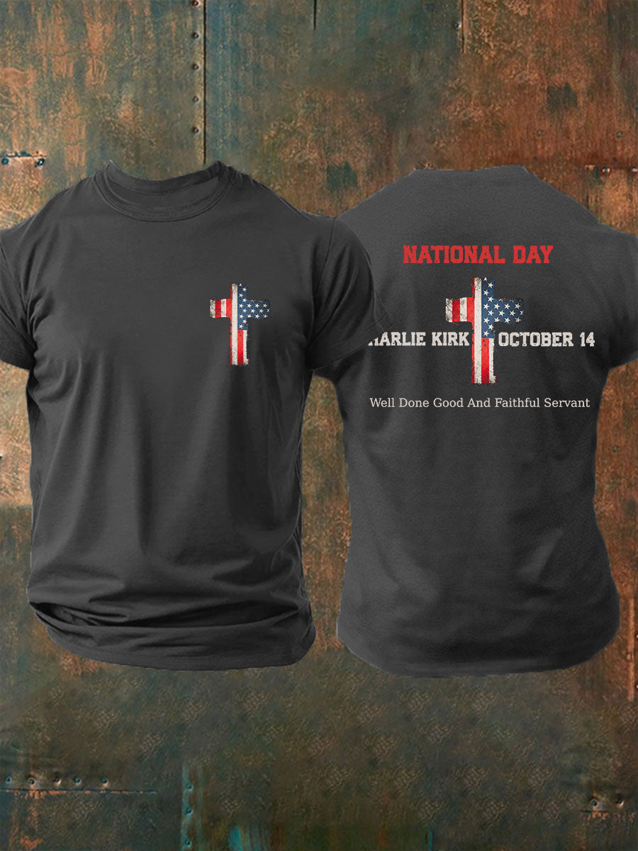 Men's CK National Day Printed Casual T-Shirt