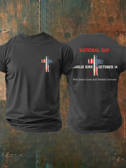 Men's CK National Day Printed Casual T-Shirt