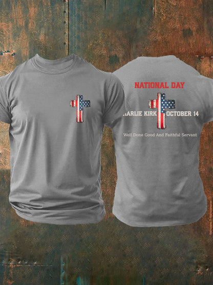 Men's CK National Day Printed Casual T-Shirt