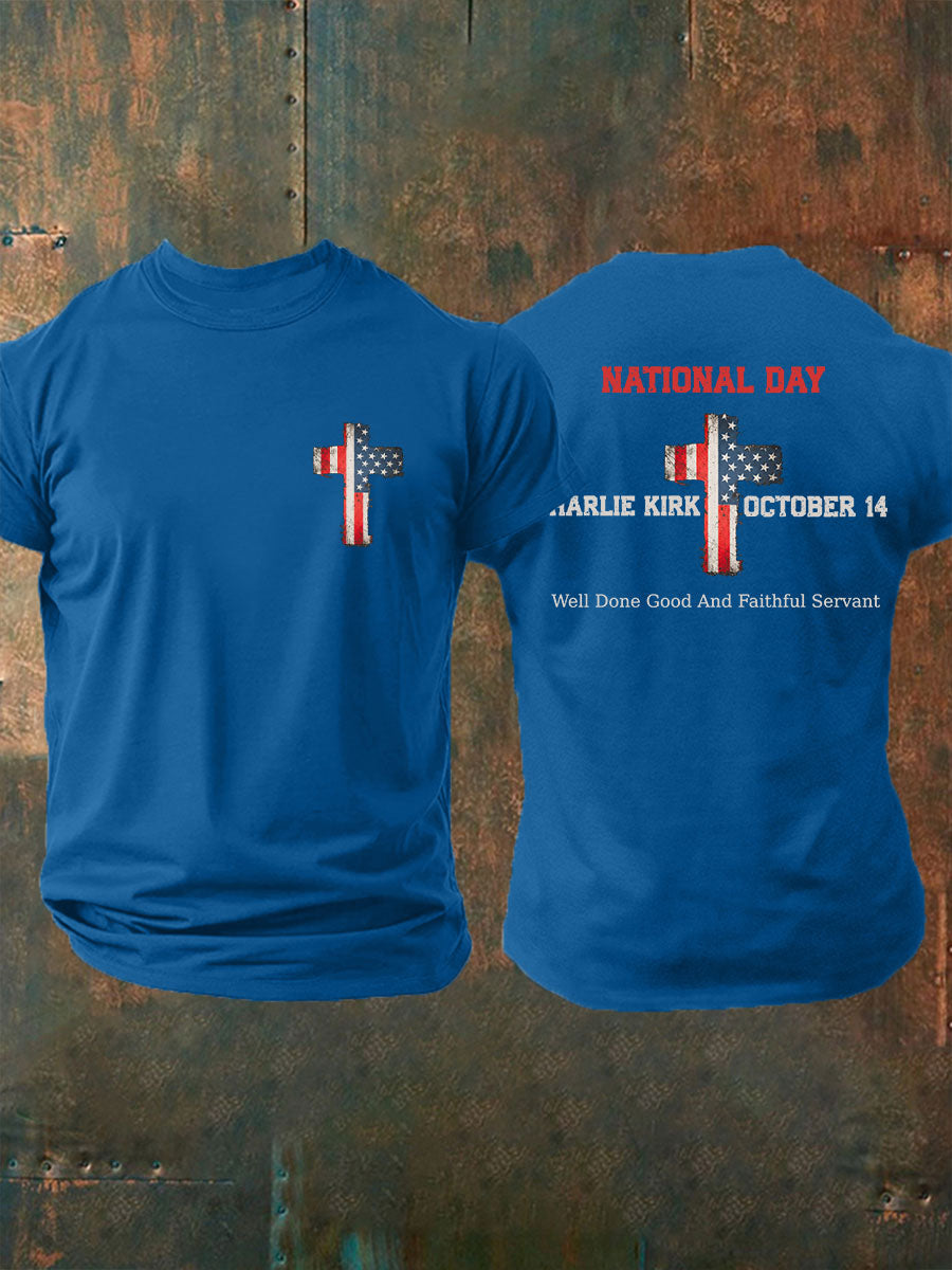 Men's CK National Day Printed Casual T-Shirt