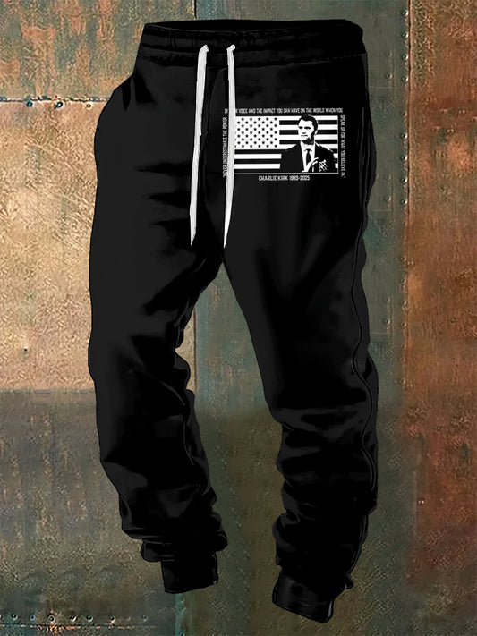Men's Charlie Kirk Printed Drawstring Pants