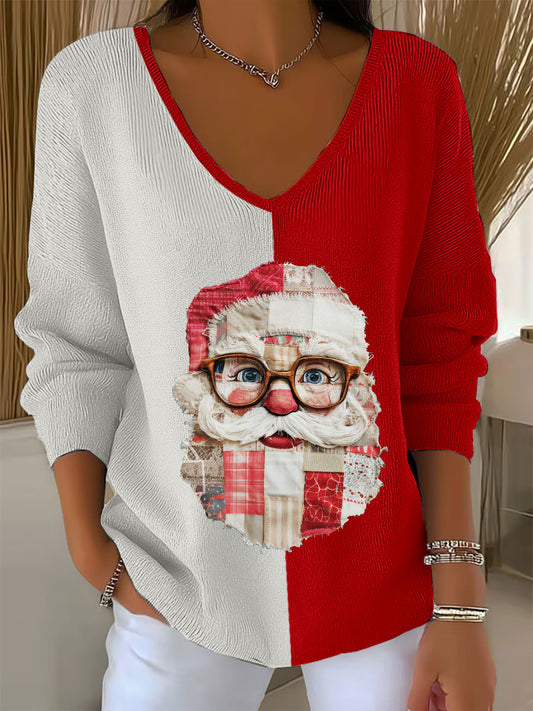 Women’s Christmas Santa V-neck tops