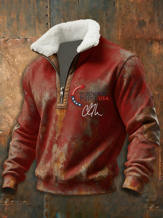 Men's Charlie Kirk Turning Point USA Trump Commemorative Zip-Up Hoodie