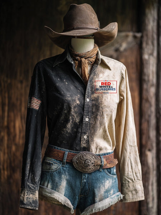 Women's western style red, white & blueberries shirts