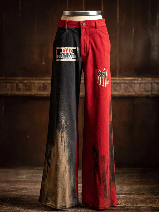 Women's western style red, white & blueberries casual pants