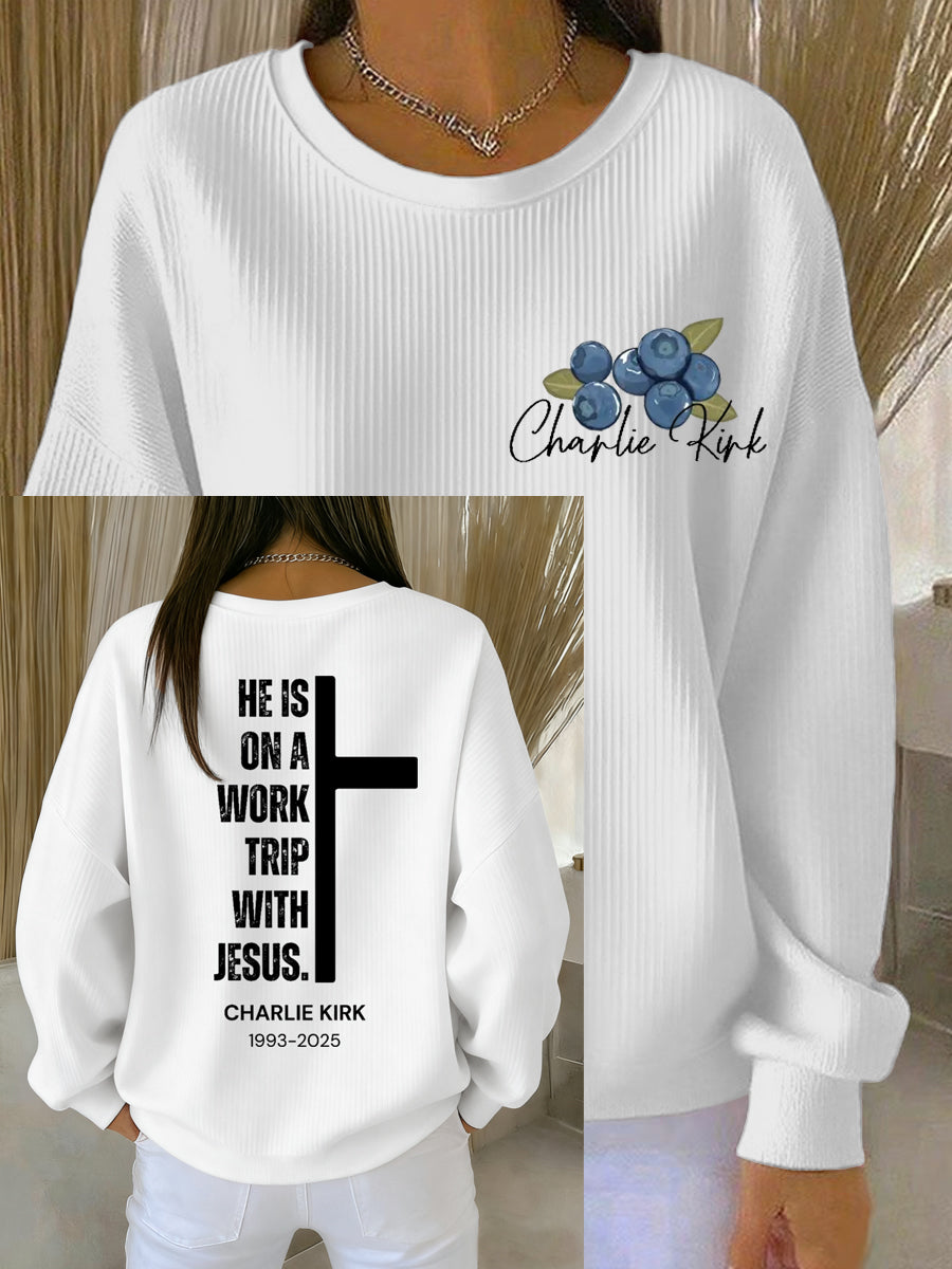 Women's He's On A Work Trip With Jesus Sweatshirt
