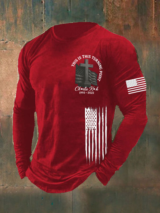 Men's Charlie Kirk Turning Point Printed long sleeve T-shirt
