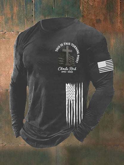 Men's Charlie Kirk Turning Point Printed long sleeve T-shirt
