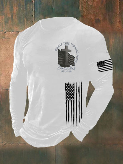 Men's Charlie Kirk Turning Point Printed long sleeve T-shirt