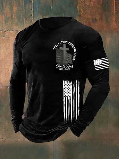 Men's Charlie Kirk Turning Point Printed long sleeve T-shirt
