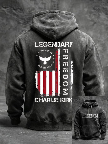 Men's Freedom Legendary Charlie Kirk Oversized Drop-Shoulder Hoodie With Pockets