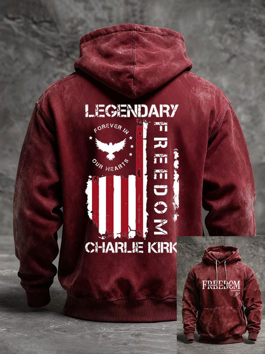 Men's Freedom Legendary Charlie Kirk Oversized Drop-Shoulder Hoodie With Pockets