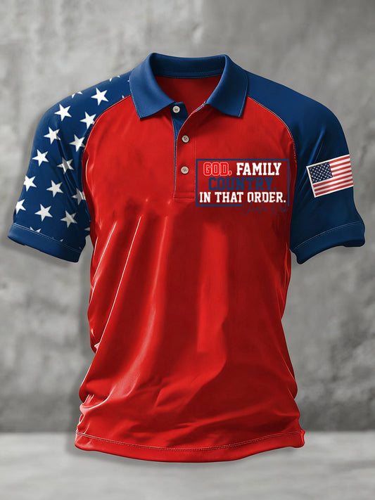 Men's God Family Country In That Order Print Top