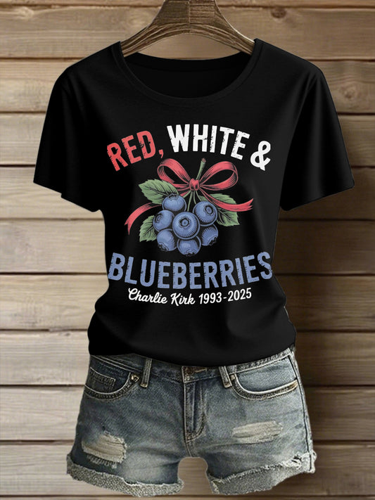 Women's Charlie Kirk Printed Vintage Fashion Loose Short Sleeve T-Shirt