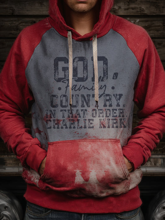 Men's God Family Country In That Order Print Hoodie