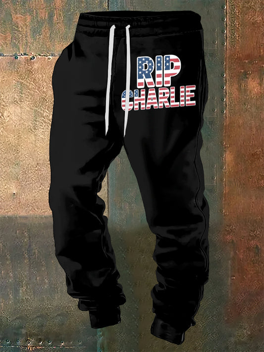 Men's Charlie Kirk Printed Drawstring Trousers