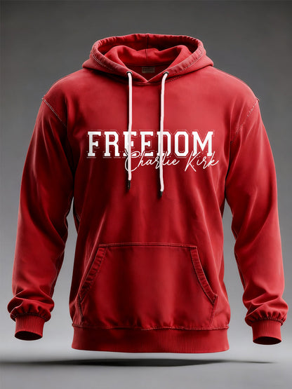 Men's Freedom Charlie Kirk US Flag Print Hoodie