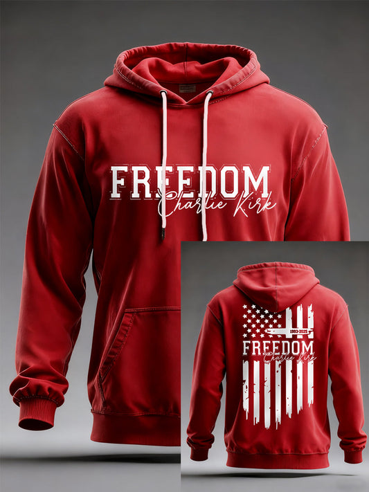 Men's Freedom Charlie Kirk US Flag Print Hoodie