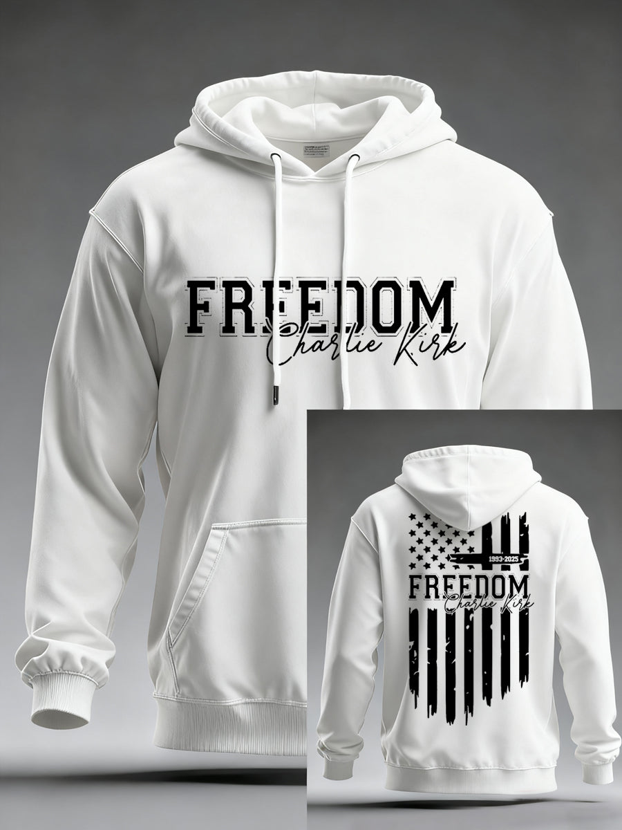 Men's Freedom Charlie Kirk US Flag Print Hoodie