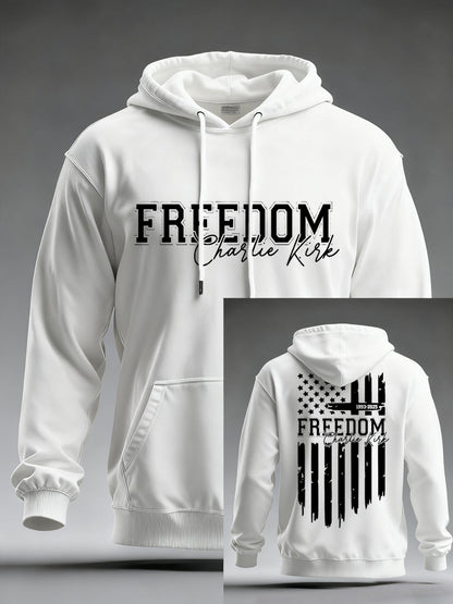 Men's Freedom Charlie Kirk US Flag Print Hoodie