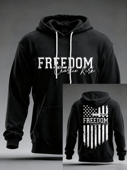 Men's Freedom Charlie Kirk US Flag Print Hoodie