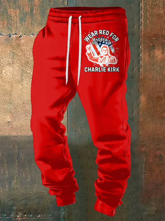 Men's Charlie Kirk Printed Drawstring Trousers