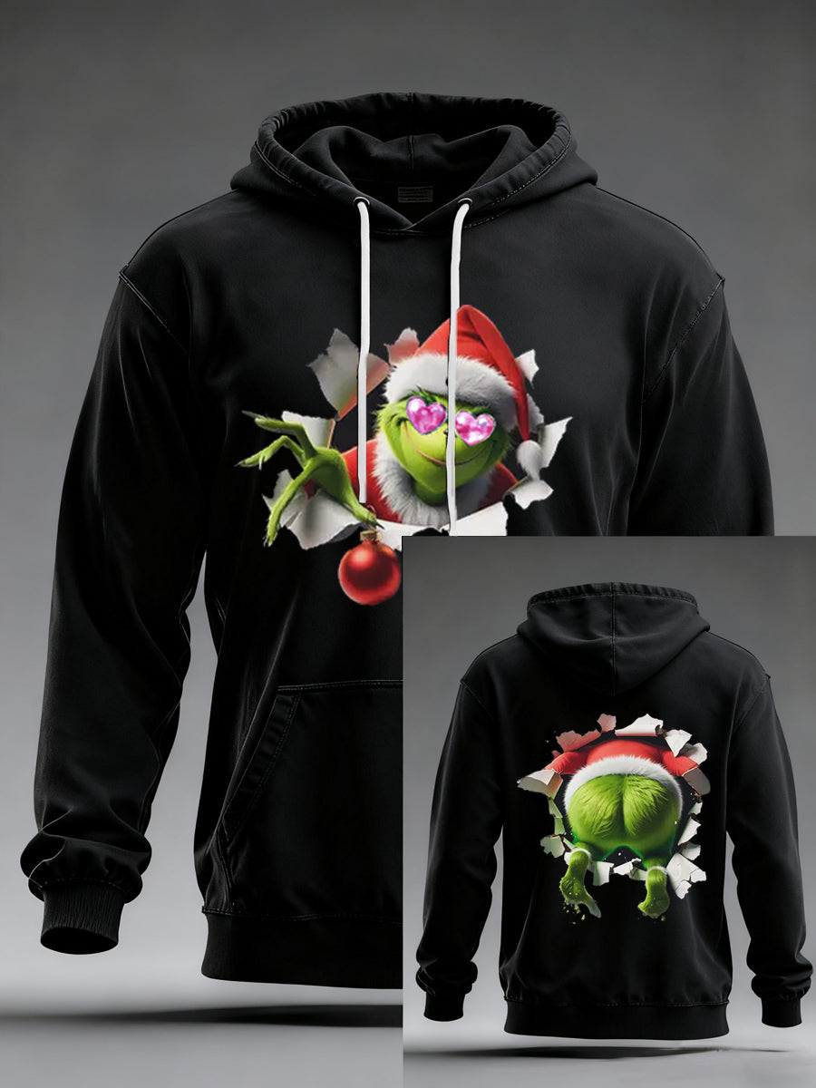 Men's Funny Classic Christmas Cartoon Character Print Casual Hoodie