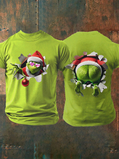 Men's Funny Classic Christmas Cartoon Character Print Casual Tee