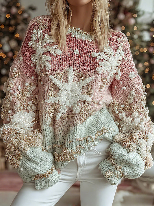 Women's Christmas snowflake printed tops