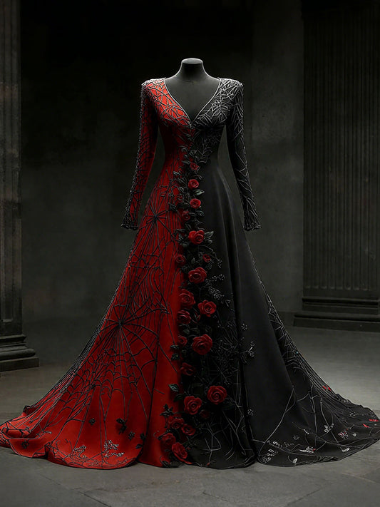 Women's Halloween Color Block Dress