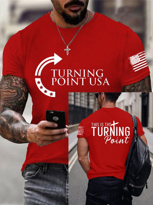 Men's Charlie Kirk Turning Point USA Trump Commemorative Cotton Short-Sleeved T-Shirt