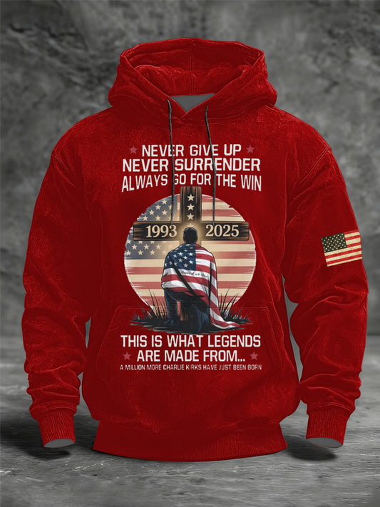 Men's Charlie Kirk Printed Oversized Drop-Shoulder Hoodie with Pockets