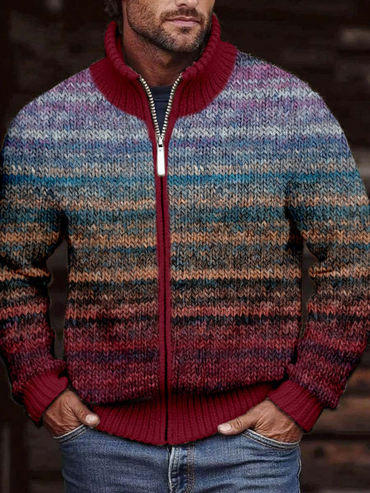 Men's Vintage Contrast Color Cozy Knit Cardigan