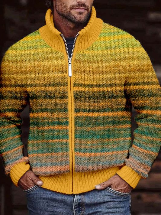 Men's Vintage Contrast Color Cozy Knit Cardigan
