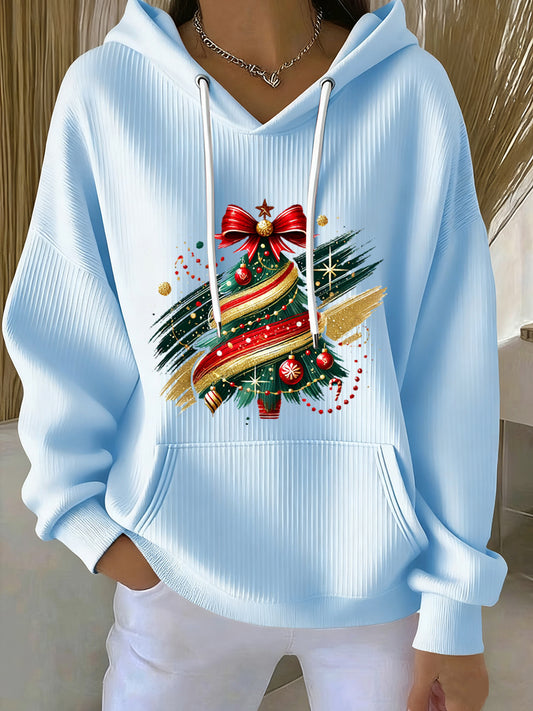Women Christmas Vintage Animal Floral Art Hoodie Casual Top