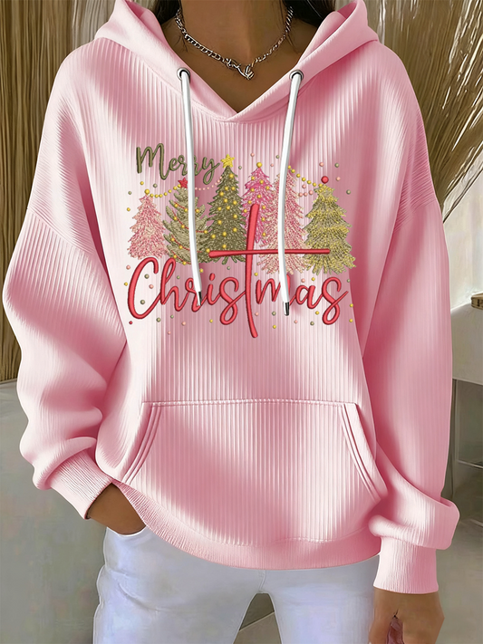 Women Christmas Vintage Animal Floral Art Hoodie Casual Top