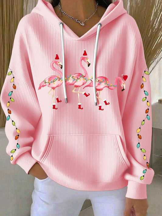 Women's Christmas Flamingo Print Casual Sweatshirt