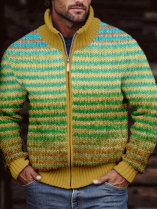 Men's Vintage Gradient Color Cozy Knit Cardigan